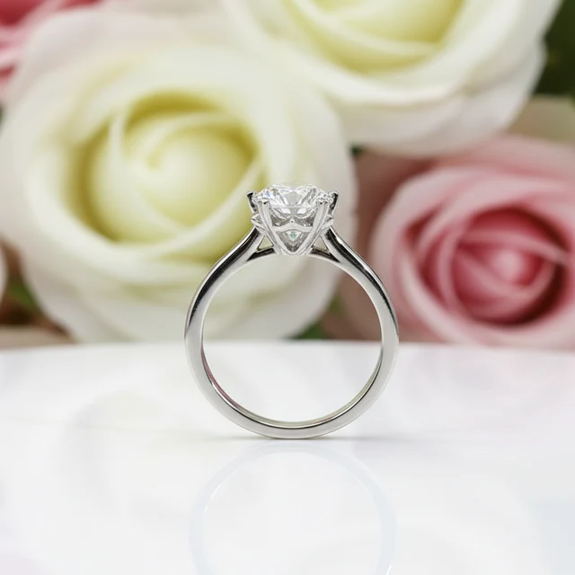 Silver plated Claws Solitaire Adjustable ring with Box