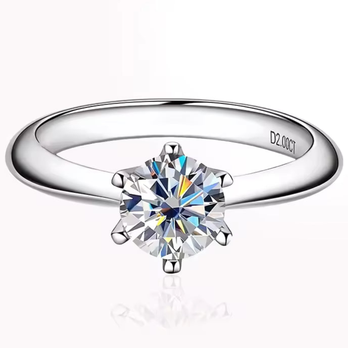 Silver plated Claws Solitaire Adjustable ring with Box