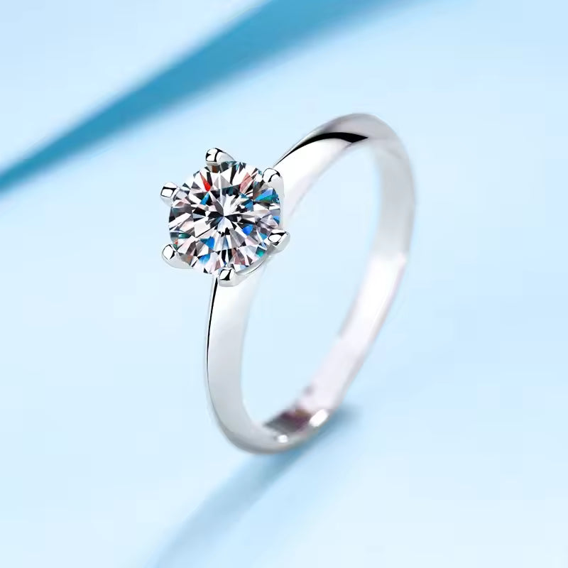 Silver plated Claws Solitaire Adjustable ring with Box