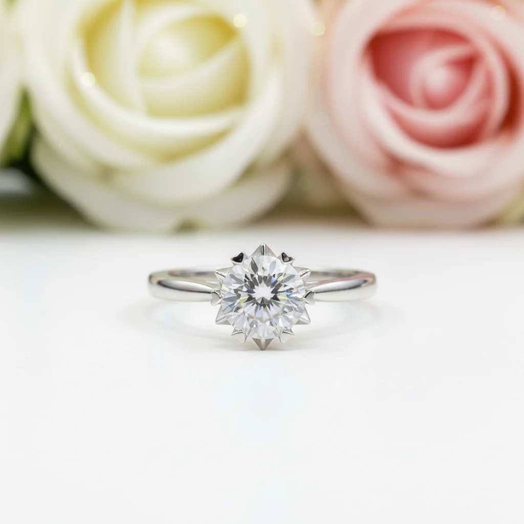 Silver plated Claws Solitaire Adjustable ring with Box