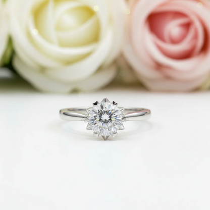 Silver plated Claws Solitaire Adjustable ring with Box