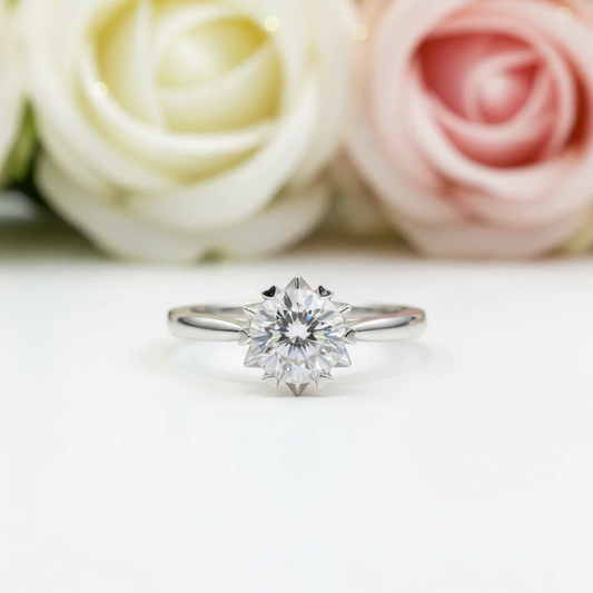 Silver plated Claws Solitaire Adjustable ring with Box